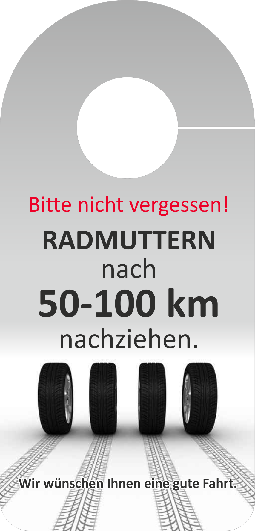 Spiegelanhänger "Radmuttern 50-100km"