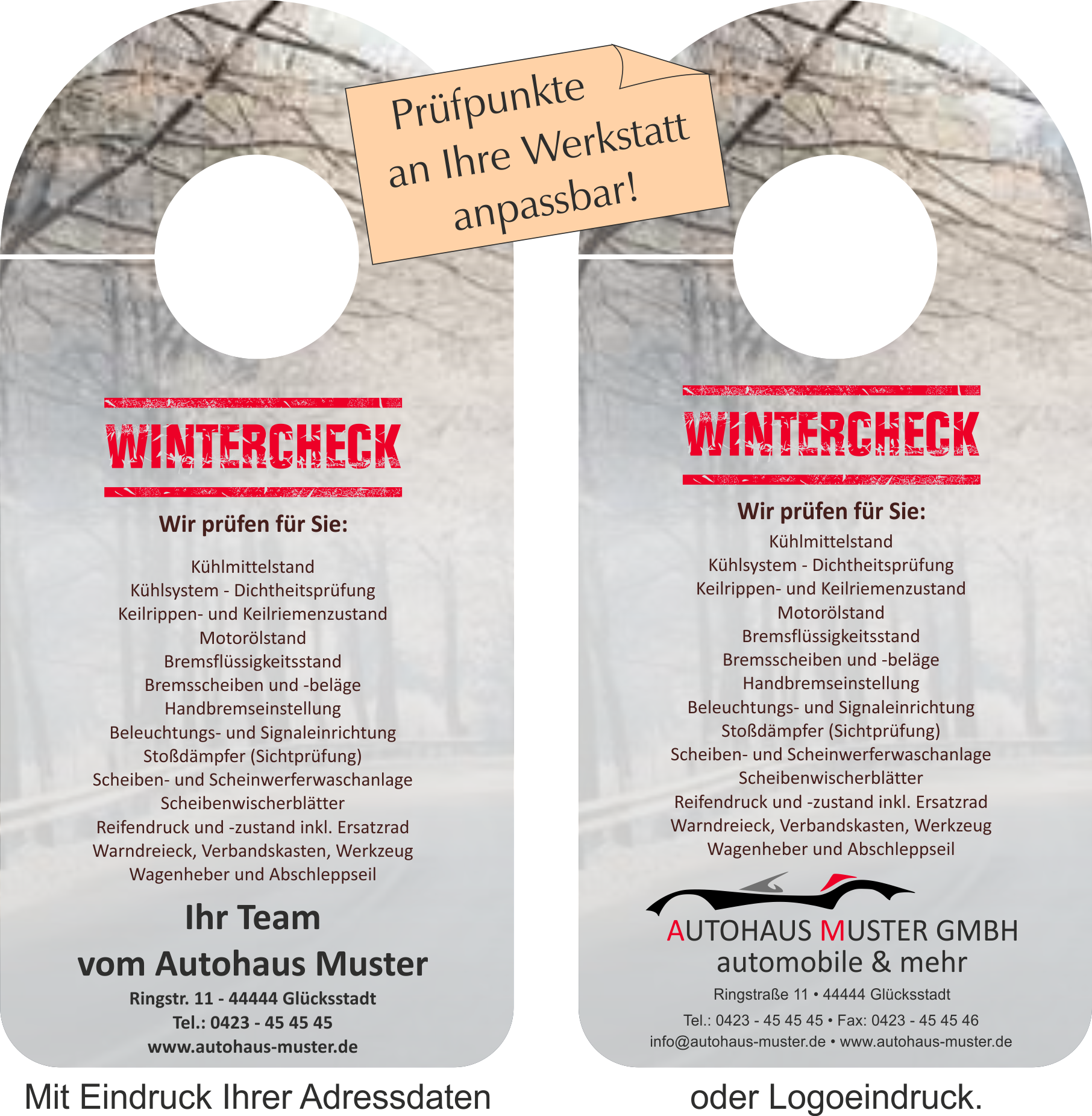 Spiegelanhänger "Wintercheck kostenfrei"