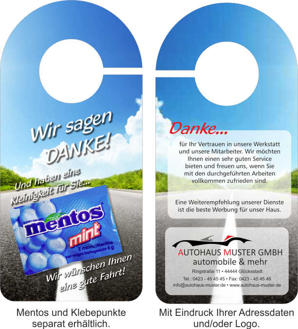 Spiegelanhänger mit Eindruck "Wir sagen Danke 4 - GiveAway"