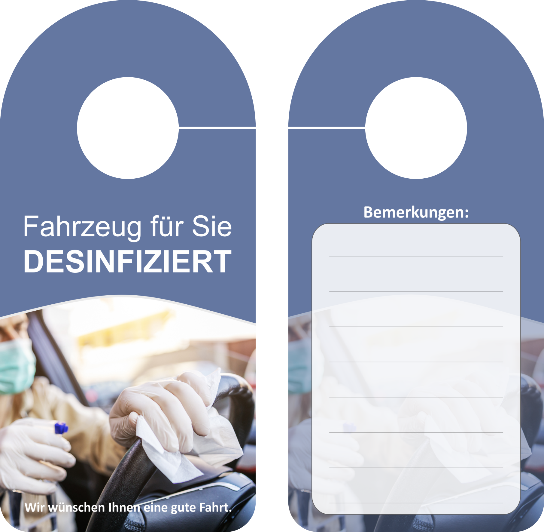 Spiegelanhänger "Fahrzeug desinfiziert"