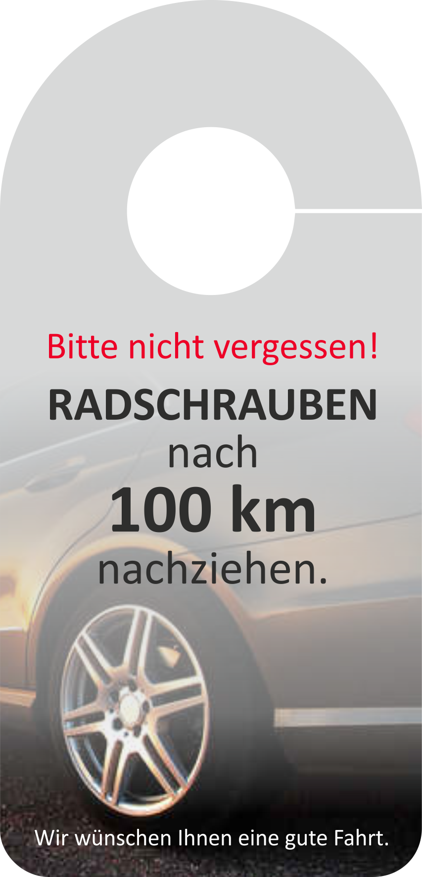 Spiegelanhänger "Radschrauben 100km"