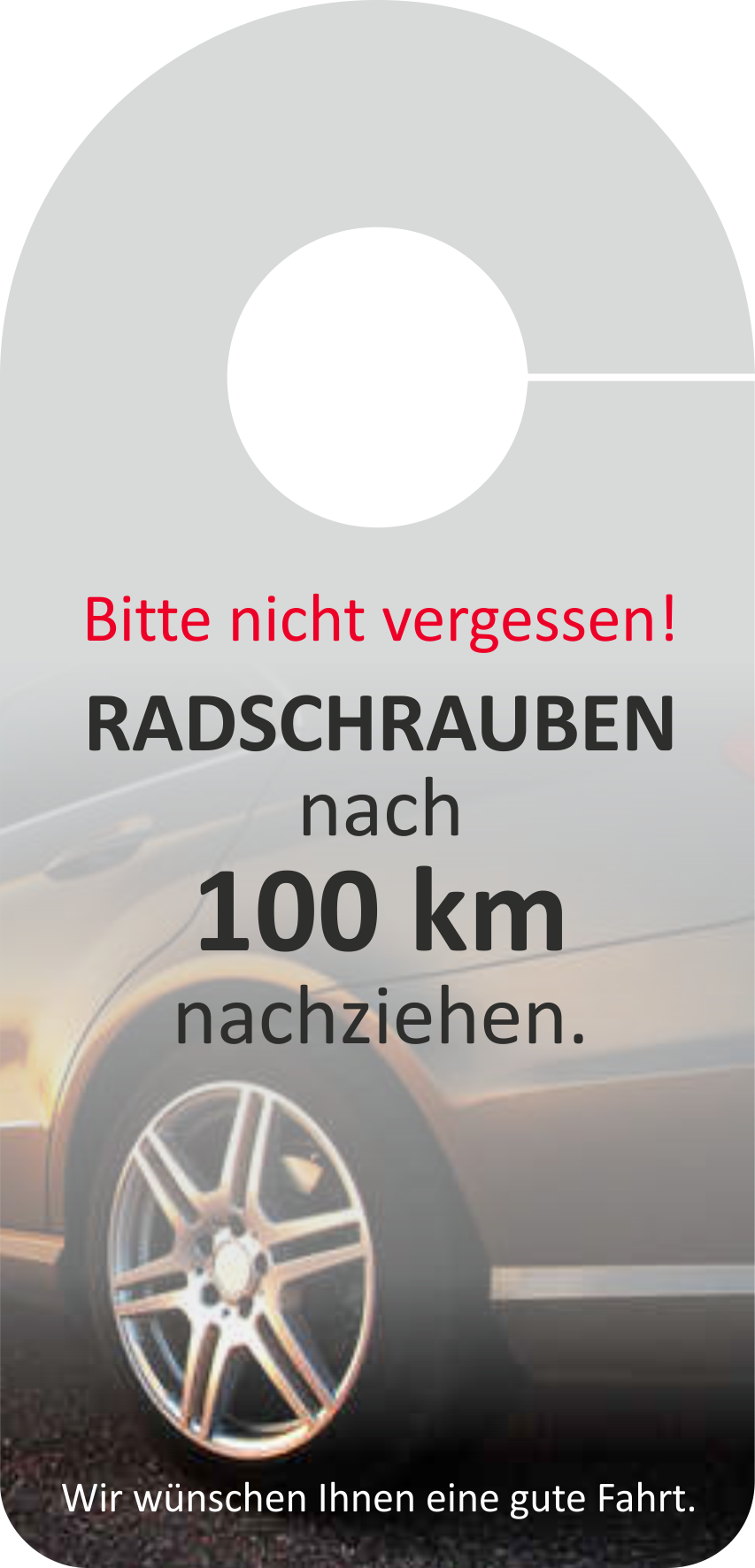 Spiegelanhänger "Radschrauben 100km" Spiegelanhänger "Radschrauben 100km"