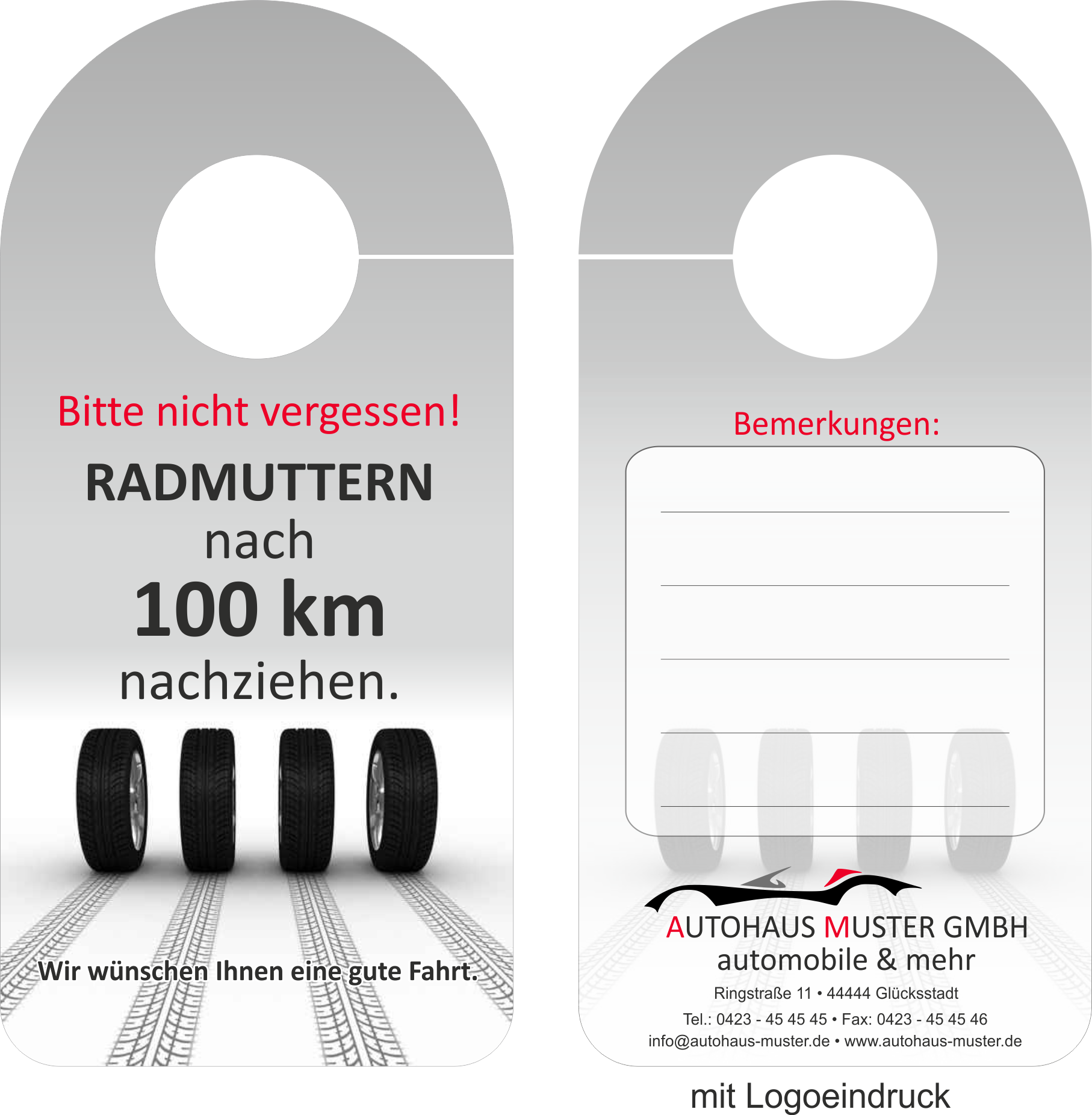 Spiegelanhänger "Radmuttern 100km"