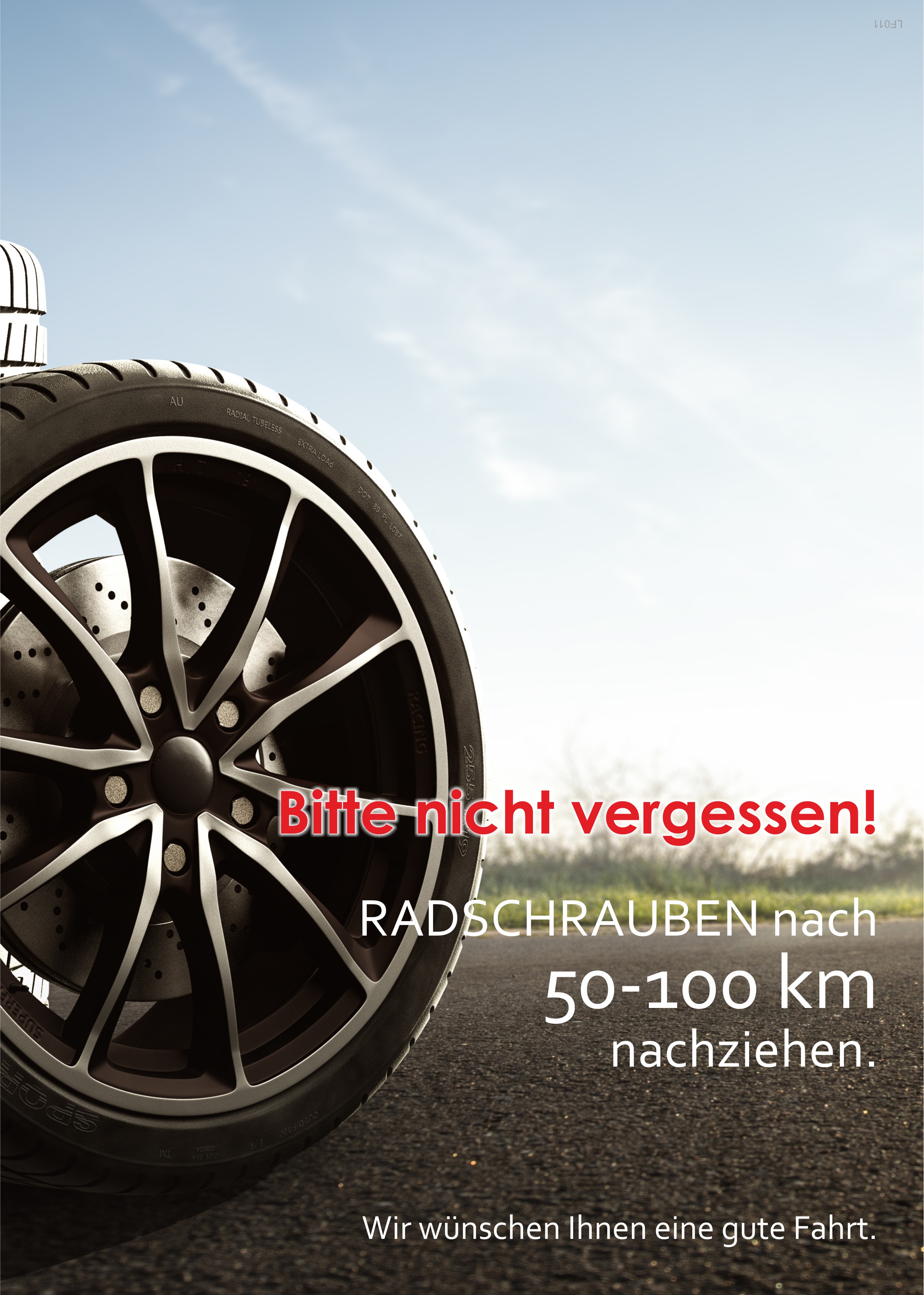 Lenkradflyer "Radschrauben nachziehen"