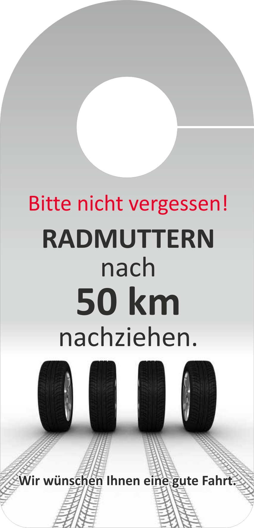 Spiegelanhänger "Radmuttern 50km"