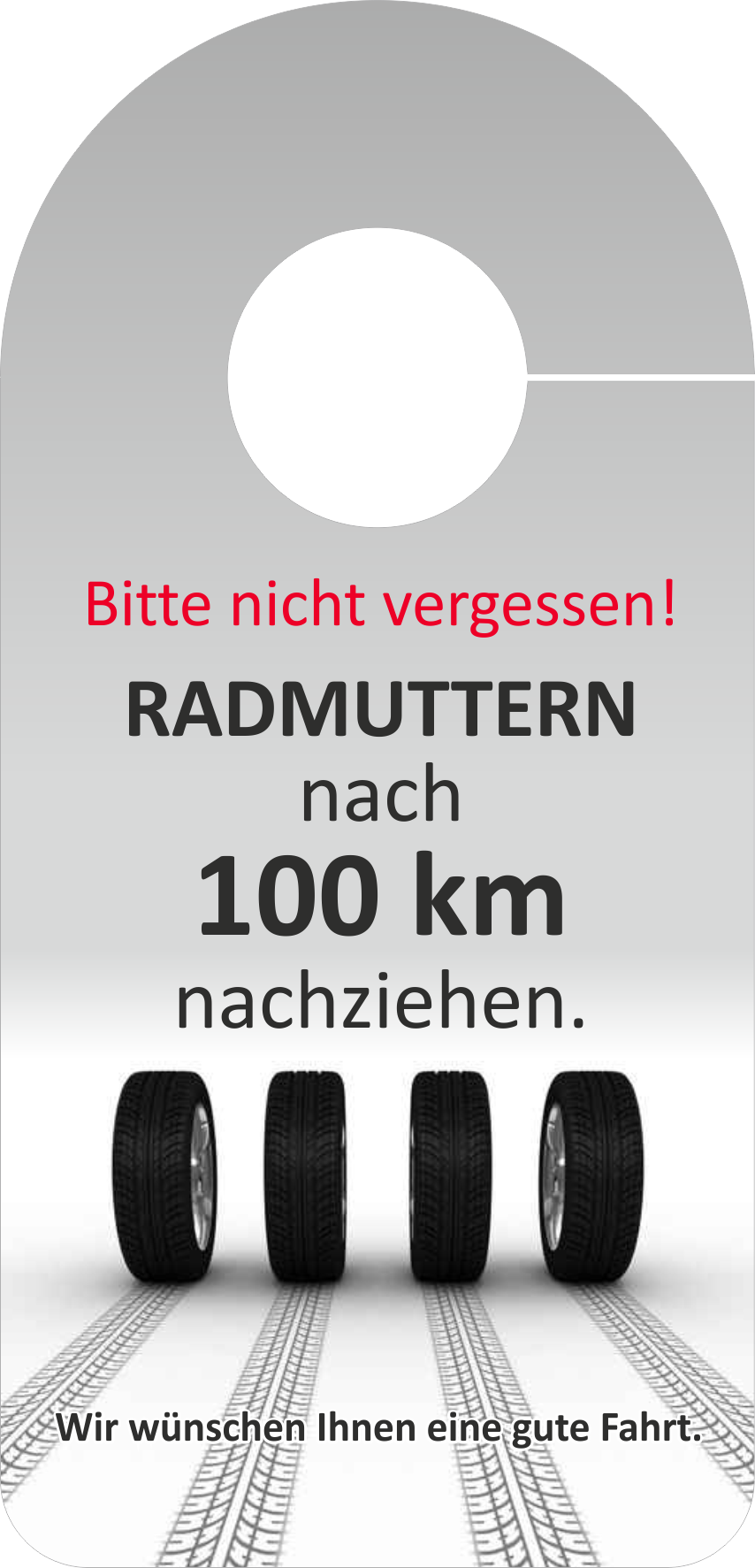 Spiegelanhänger "Radmuttern 100km"