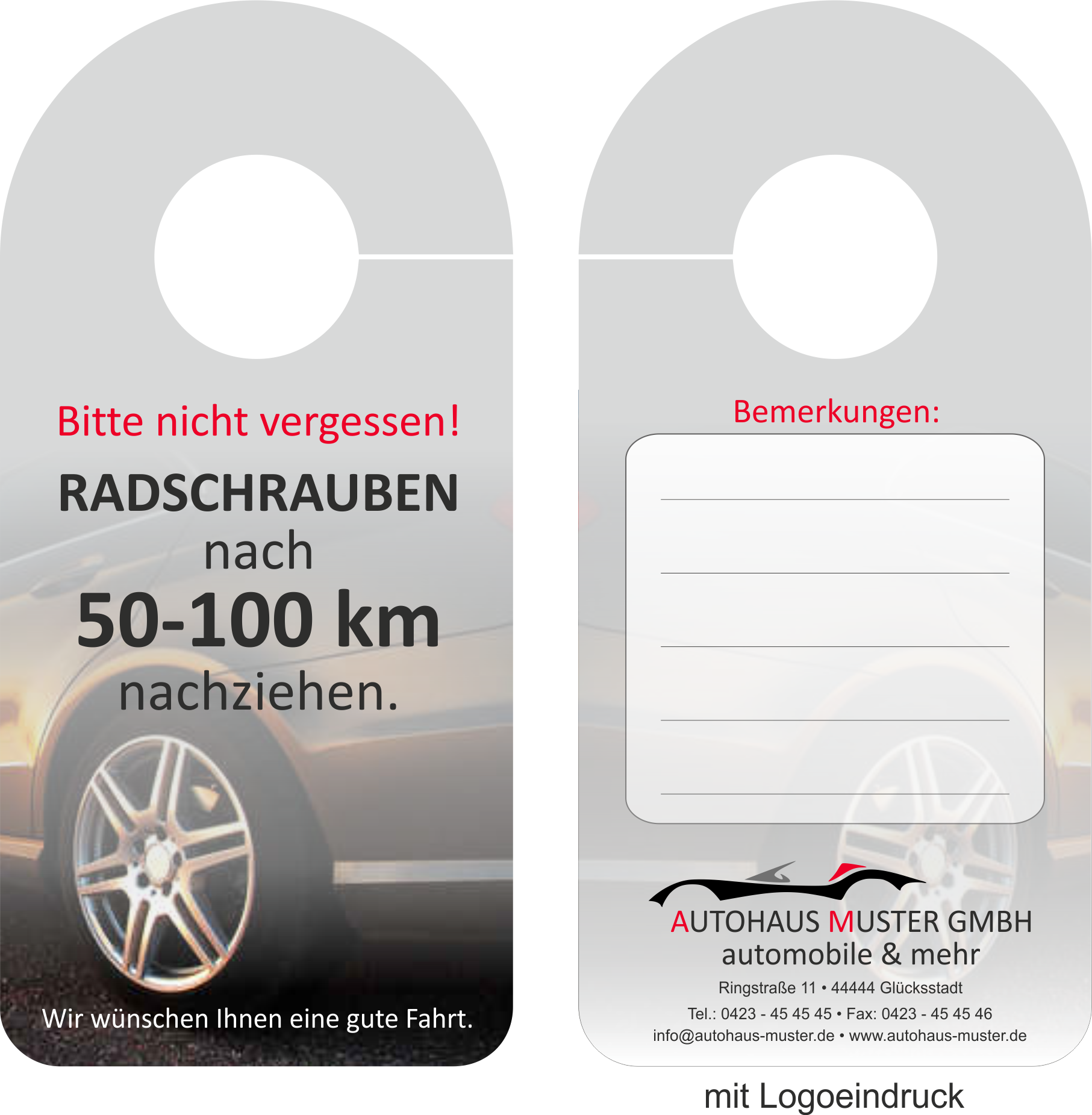 Spiegelanhänger "Radschrauben 50-100km"