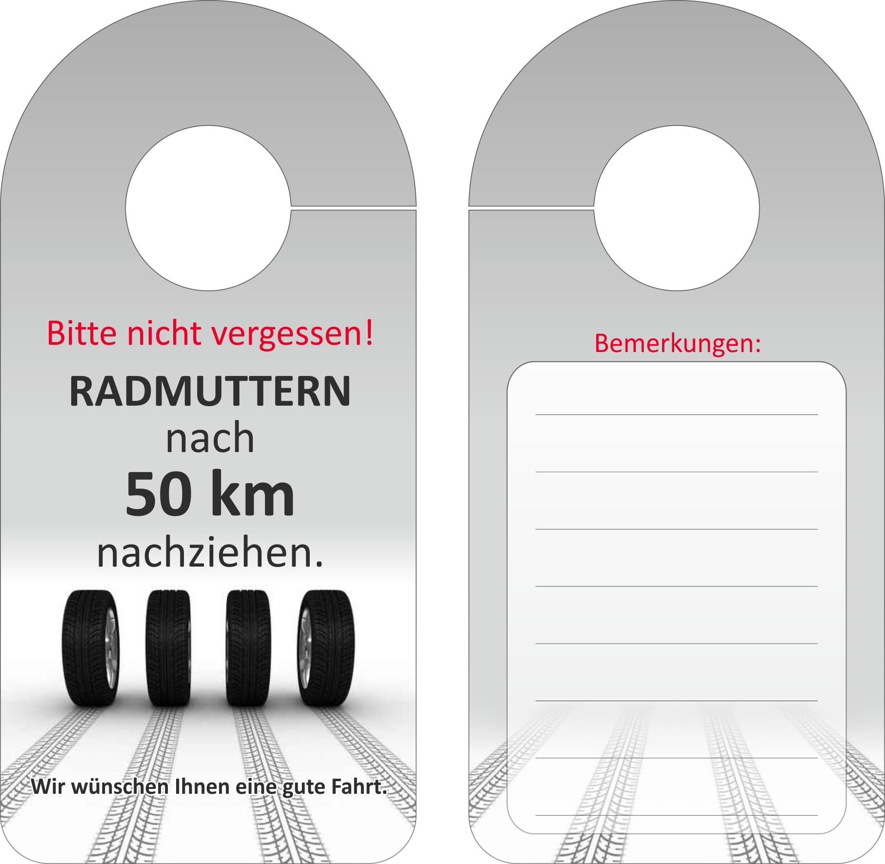 Spiegelanhänger "Radmuttern 50km"