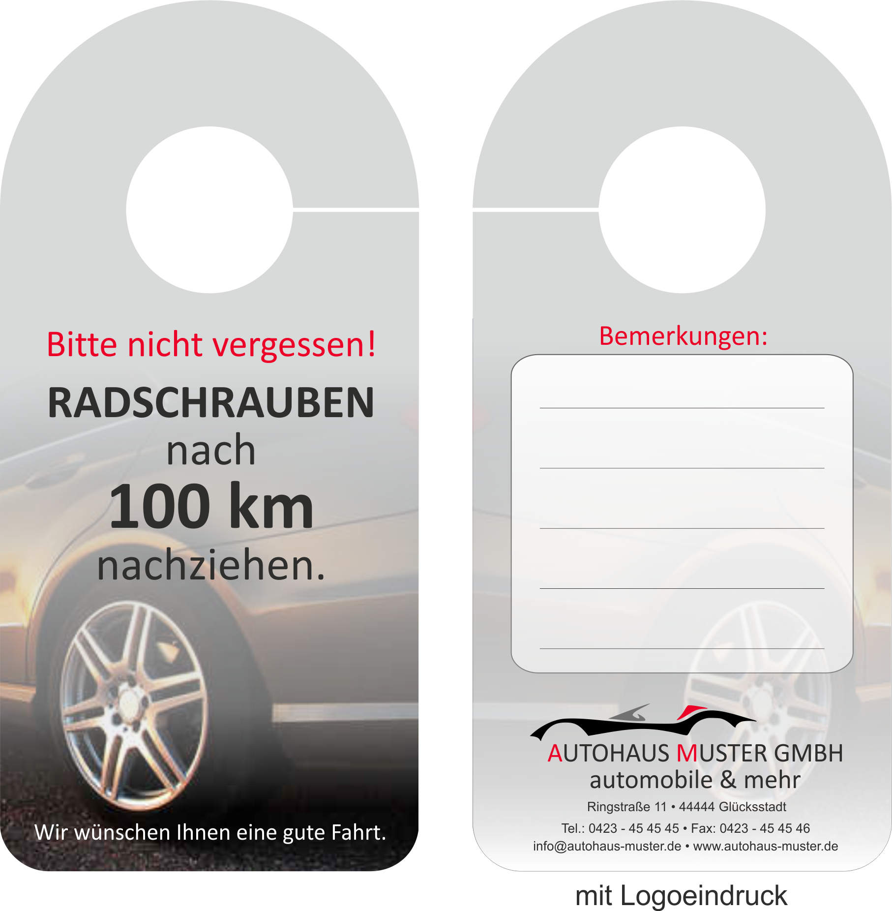 Spiegelanhänger "Radschrauben 100km"