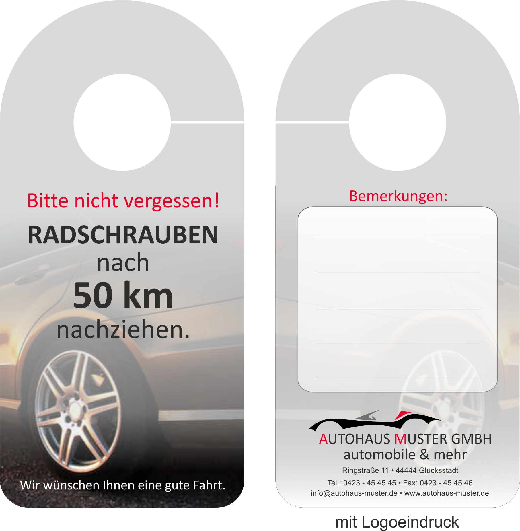 Spiegelanhänger "Radschrauben 50km"